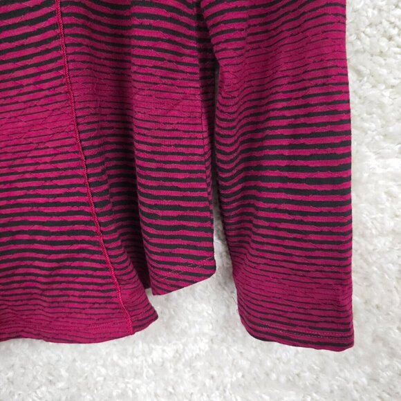 Habitat Women Top Size Medium Pink Black Striped Cowl Neck Long Sleeve Stretch‎ - Picture 2 of 11